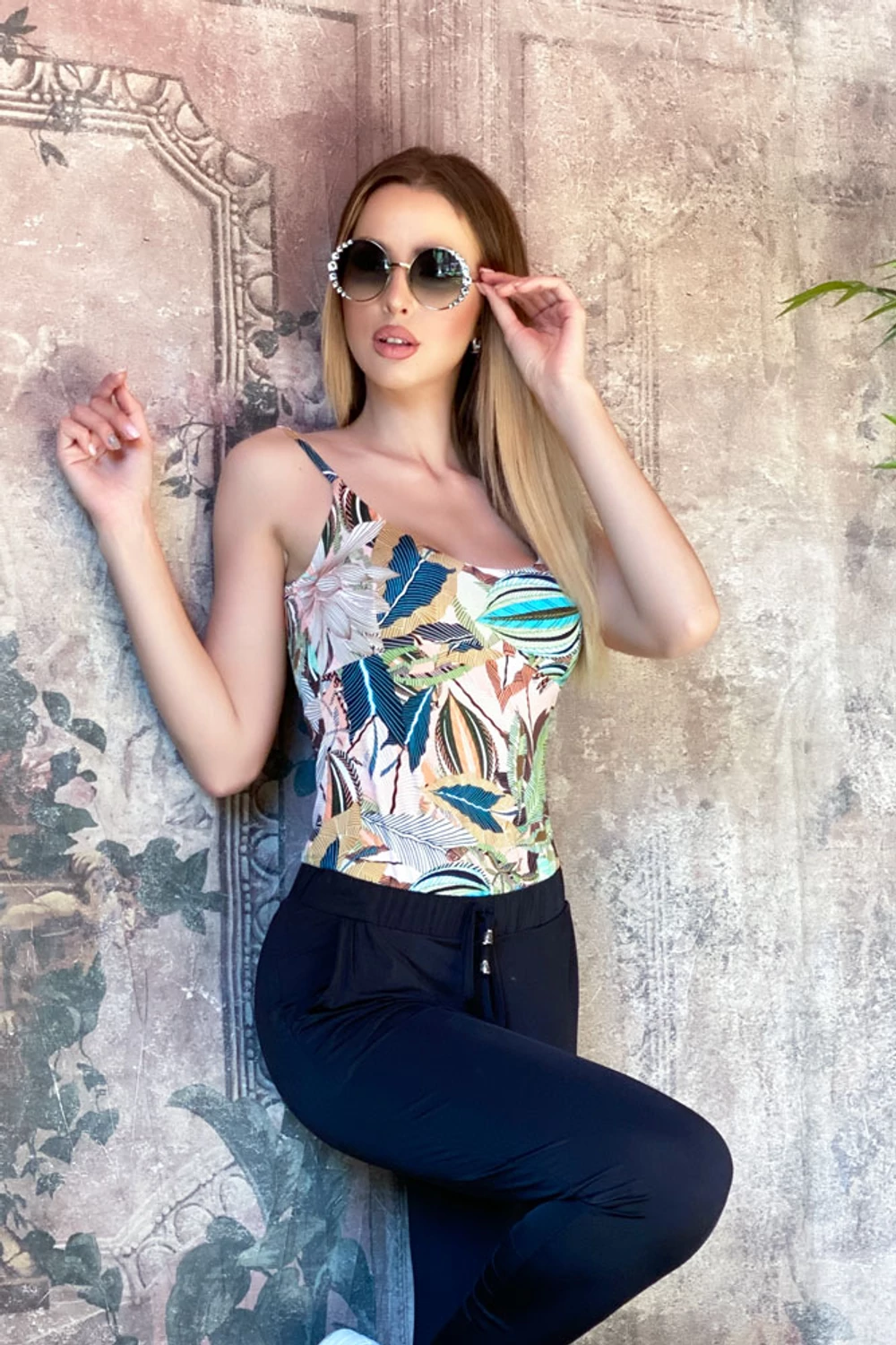 Minka top - dzsungel mintás