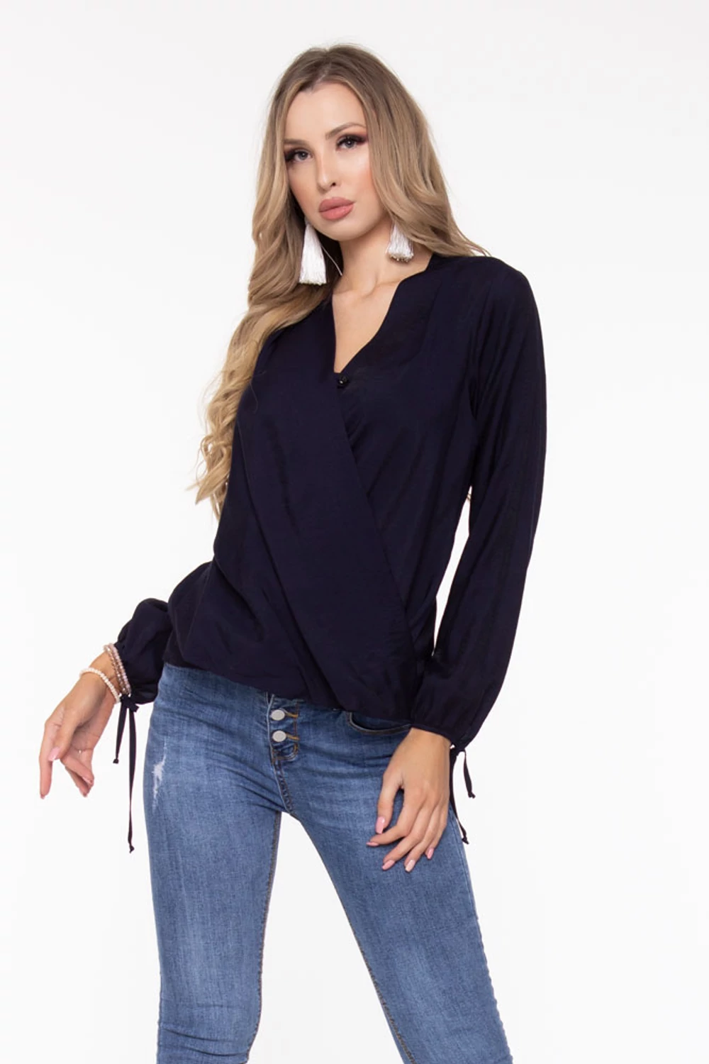 Kamill átlapolt blúz - sötétkék Kamill átlapolt blúz - sötétkék