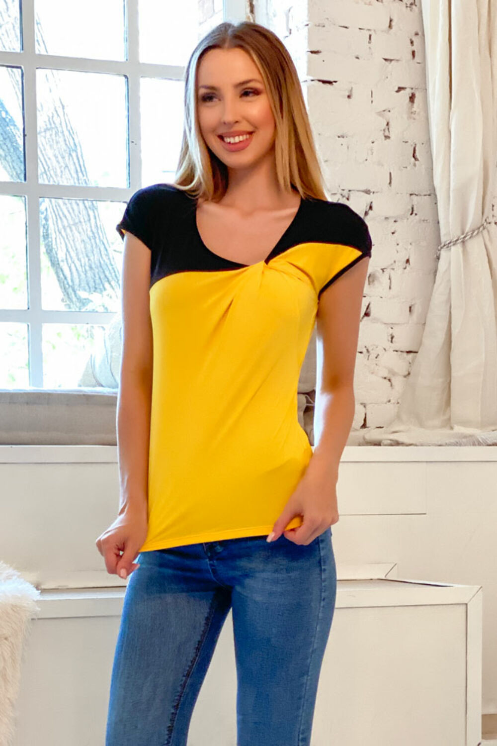 Edina póló - sárga/fekete