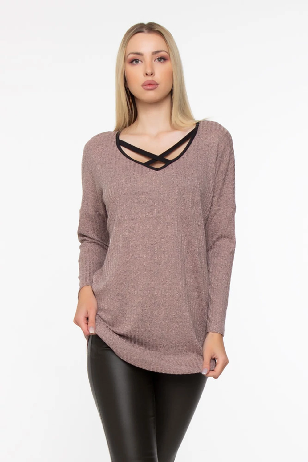 Janka tunika - Mályva - bordás kötött Janka tunika - Mályva - bordás kötött