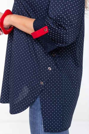 Donatella blúz - sötétkék apró mintás