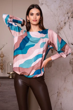 Blanka felső - türkiz/barna absztrakt Blanka felső - türkiz/barna absztrakt